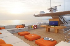 Admiral motor yacht AQUA -  Top Deck Sunpads and TV